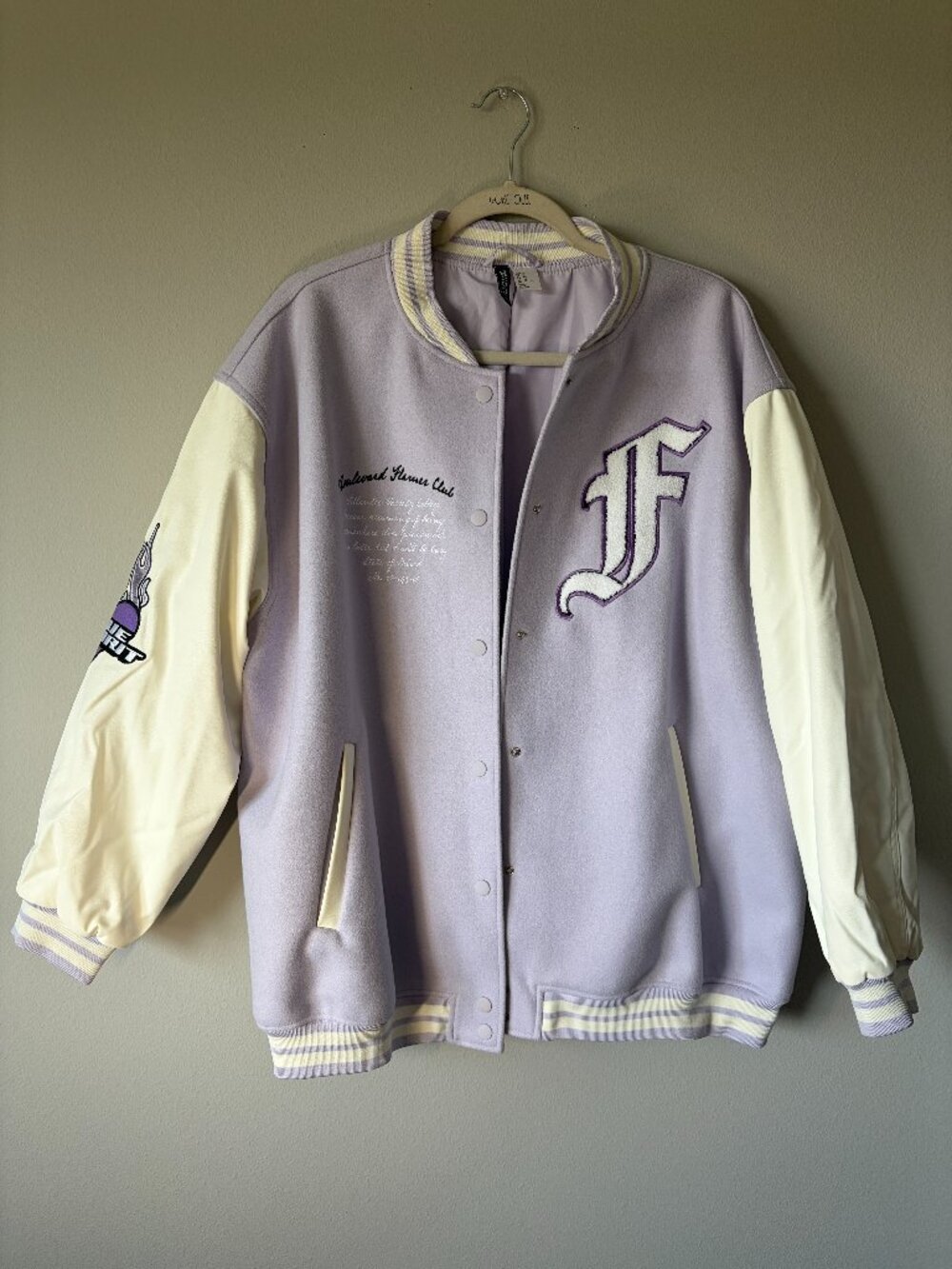 H&M Divided Lavender Baseball Varsity Jacket Size XL